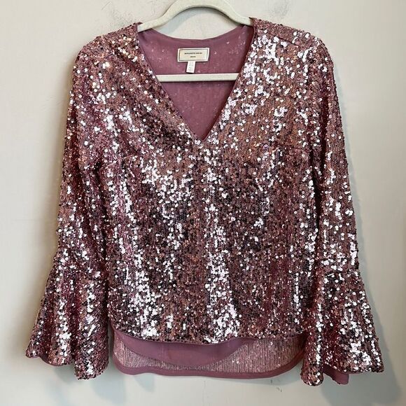 Moulinette Soeurs V-neck Sequined Blouse 0 - Picture 1 of 6